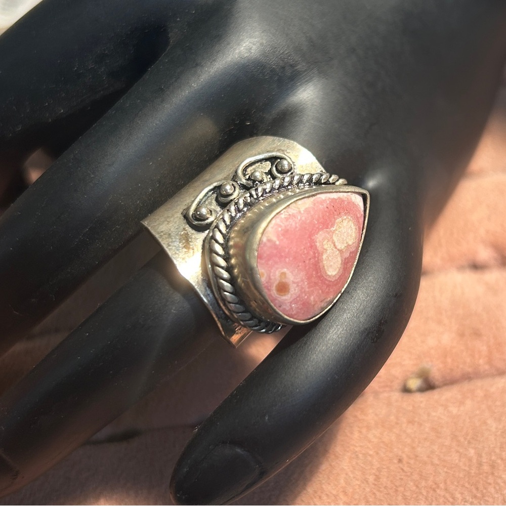 Size 9 Handmade Rhodochrosite Sterling Silver Ring